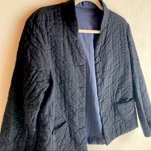 Eileen Fisher Reversible Padded High Collar Jacket